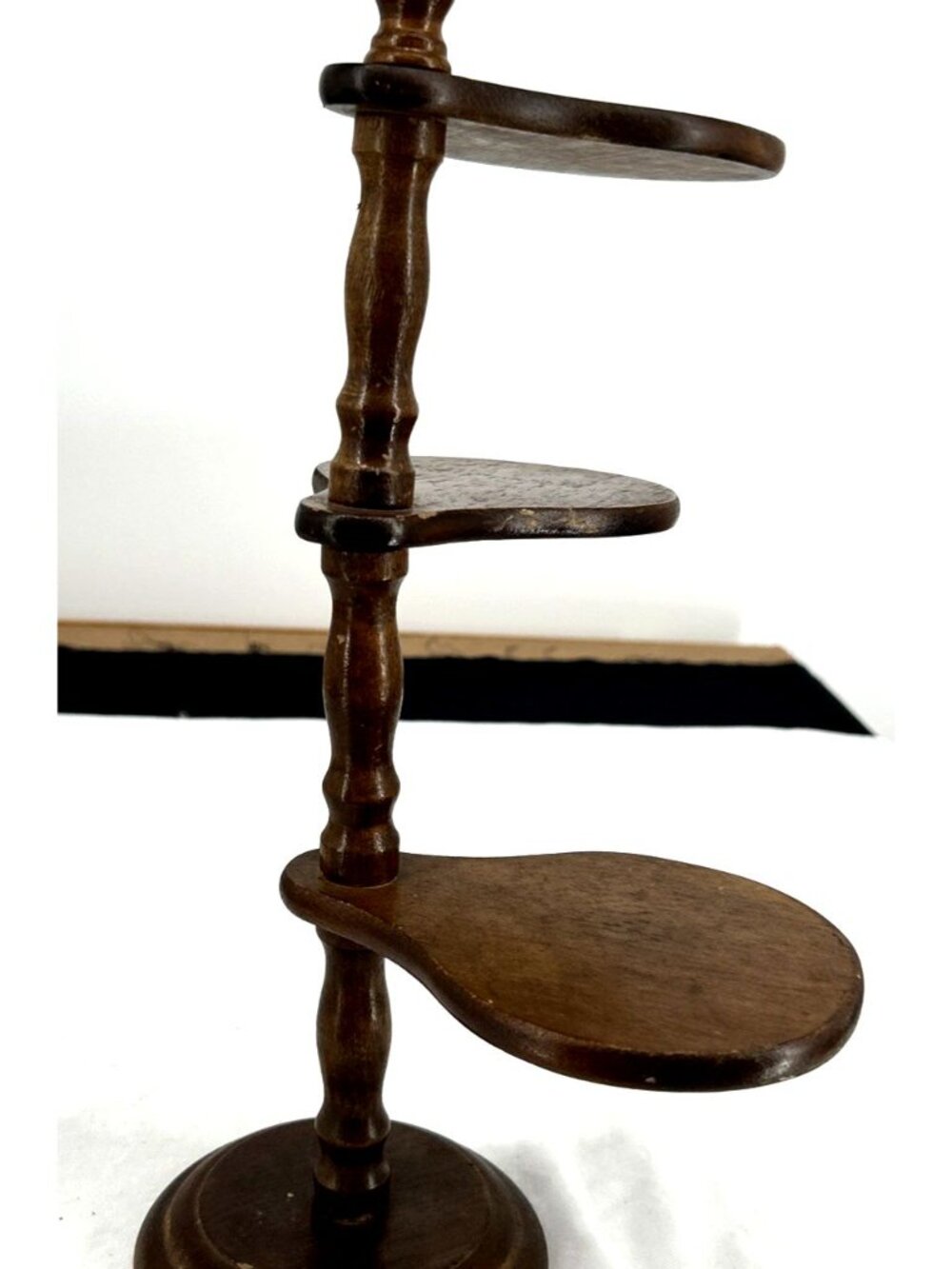 Wood 3 Tier Paddle Plant Stand MCM Display Shelf 13.75" Vintage - Picture 8 of 9